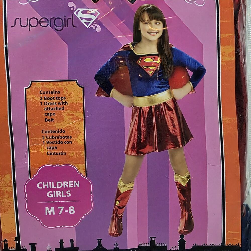Rubies Supergirl TV Show Costume Dress Cape Belt Girl Kids Size Medium 7-8